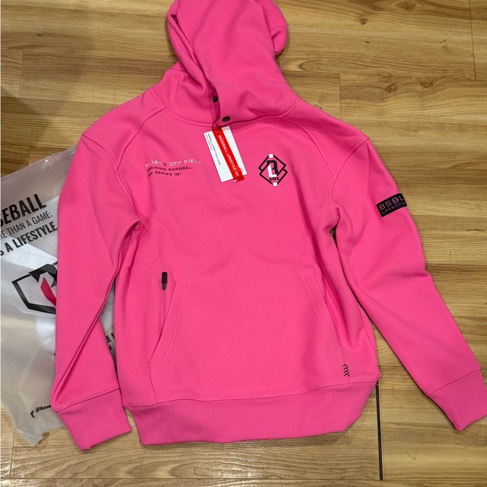 Baseball Lifestyle 101 Off-Field Waffle Performance Hoodie pink adult small